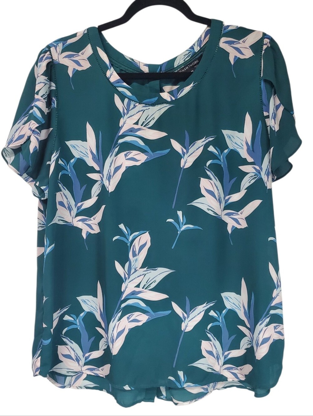 Office Siren Floral Plus Blouse Business Casual XXL Button Back 41 Hawthorne